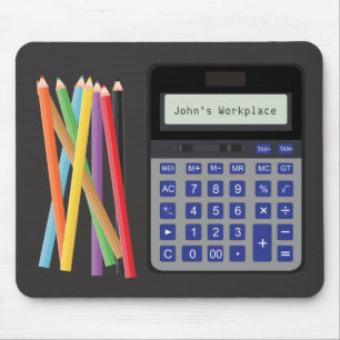 Calculator and Pencils Mouse Pad