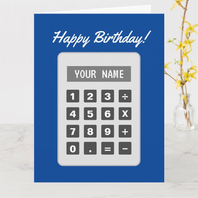 Calculator drawing custom Birthday greeting card (Yellow Flower)