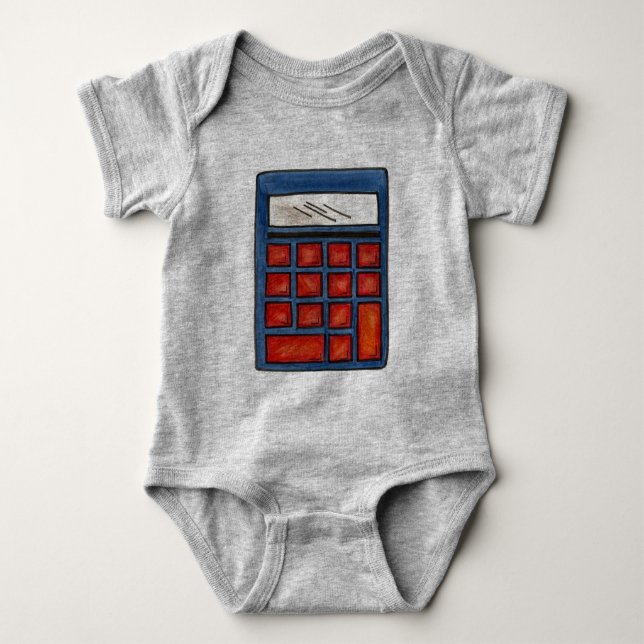 Calculator Math Nerd Mathematics Numbers Teacher Baby Bodysuit (Front)