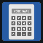 Calculator stickers with custom text<br><div class="desc">Calculator stickers with custom text for office or school. Fun design for kids and adults. Personalise with your own custom name or quote in the calculator. Available in blue or other colour. Funny present for bookkeeper, accountant, coworker, math teacher, tutor, kids, office employee, boss, finance worker, bank clerk etc. Novelty...</div>