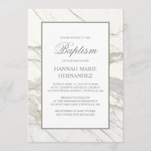 Calcutta Marble Elegant Baptism Invitation
