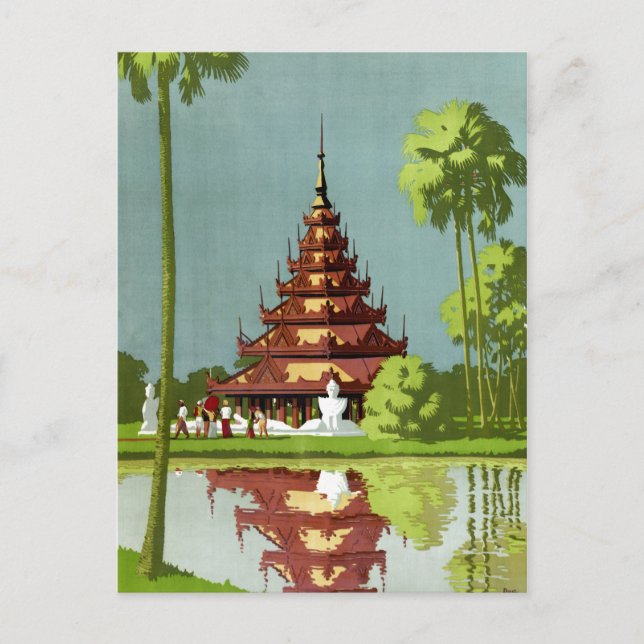 Calcutta Vintage Travel Poster Restored Postcard (Front)