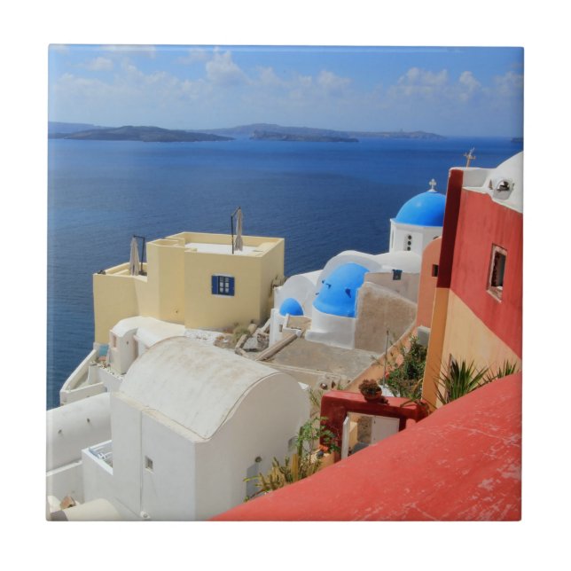 Caldera, Oia, Santorini, Greece Tile (Front)