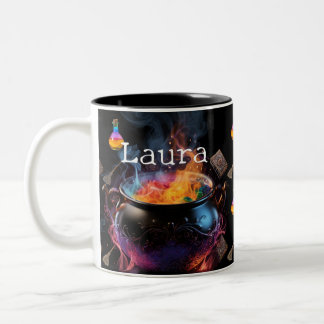 Caldron with Book, Broom & Potion Two-Tone Coffee Mug