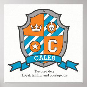 Caleb boys C name and meaning orange crest poster