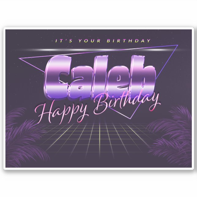 Caleb Name First Name purla retro Sticker Birthday (Front)