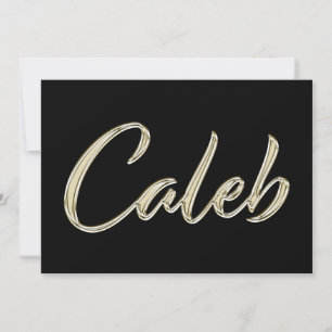 Caleb Name white gold Handwriting Card