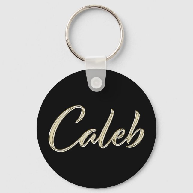 Caleb Name whitegold Button Schlüsselanhänger Key Ring (Front)