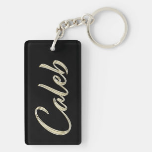 Caleb Name whitegold key trailer Ring