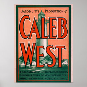 "Caleb West" Lighthouse New England Sea Folk Poster