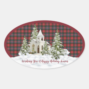 Caledonia Modern Original  Scottish Tartan Oval Sticker