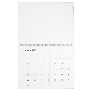 Calendar 11" x 14.25" Two Page Large Black