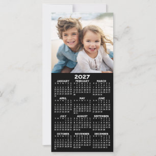 Calendar 1 Photo Collage - Can Edit Black - Card