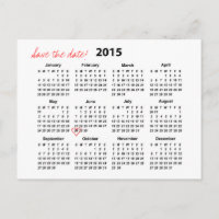Calendar 2015 Save the Date Postcard