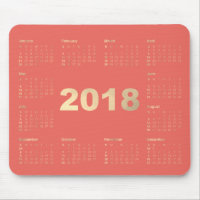 Calendar 2018 Coral Faux Gold Metallic Minimal