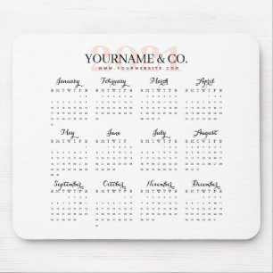 Calendar 2021 Business Name Blush Mouse Pad