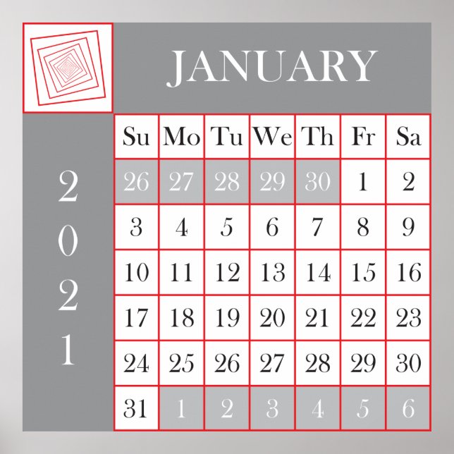 calendar 2021 January Poster (Front)