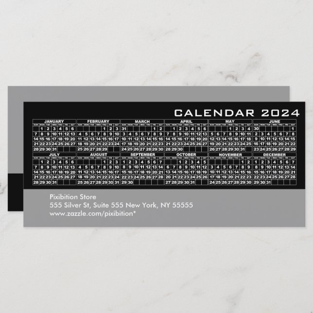 Calendar 2024 Business Rack Card Black (Front/Back)
