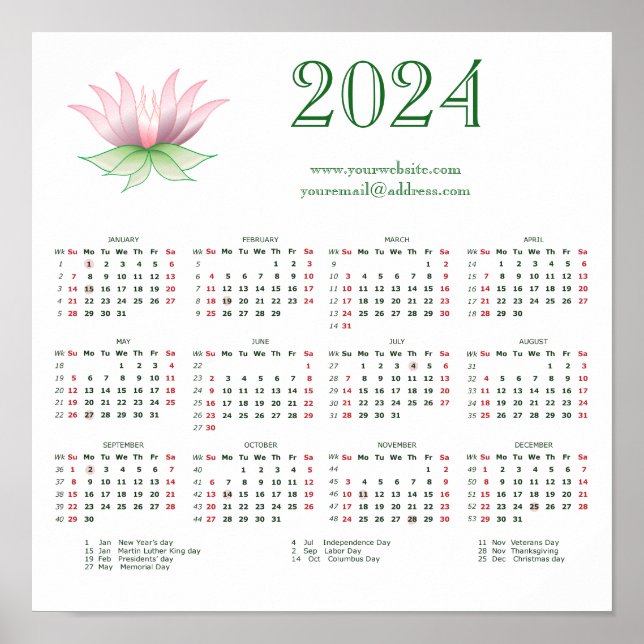 Calendar 2024 for business poster (Front)
