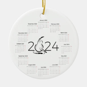 Calendar 2024 for Pilates instructor Ceramic Tree Decoration