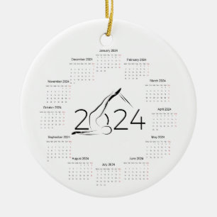 Calendar 2024 for Pilates instructor Ceramic Tree Decoration