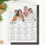 Calendar 2025 in Spanish Family Photo Magnet White<br><div class="desc">This modern minimalist style 2025 magnetic calendar in Spanish for USA (Sunday is the first day of the week) is easy to personalise with your family name and custom photo to create a unique present for your loved ones. The white, black and red design with a colourful photo looks nice...</div>