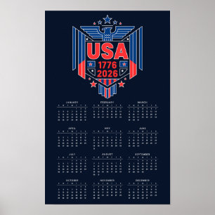 Calendar 2026 (1776-2026) USA Poster