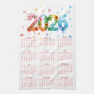 Calendar 2026 with four season tea towel
