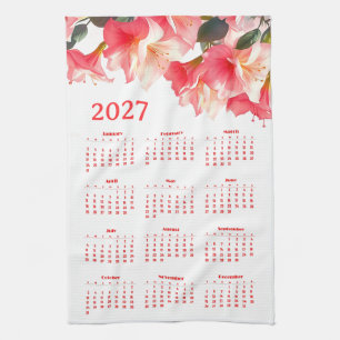 Calendar 2027 with flowers tea towel