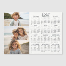 Calendar - 3 Photos - Basic Grey White Magnet