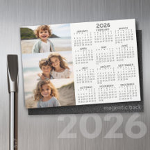 Calendar - 3 Photos - Basic Grey White Magnet
