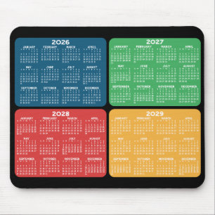 Calendar 4 year primary colours mouse pad