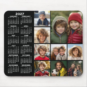Calendar - 9 photo collage - black mouse pad