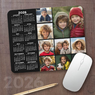 Calendar - 9 photo collage - black mouse pad