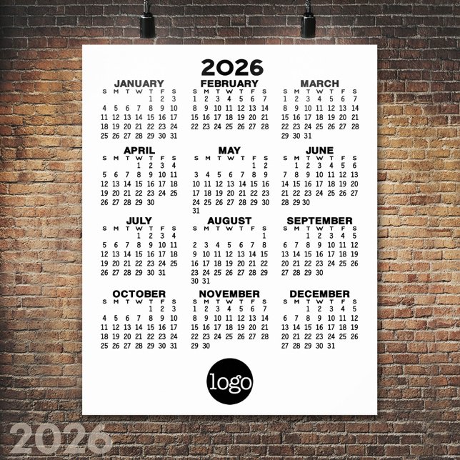 Calendar - Basic Black White Minimal Poster (2026 Calendar Poster)