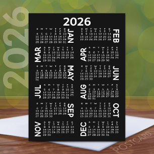 Calendar - black and white offset names postcard