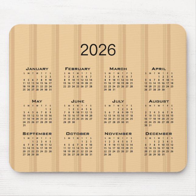 Calendar brown stripes mouse pad (Front)