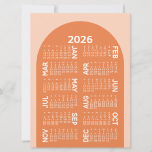 Calendar - can download mod arch retro coral holiday card