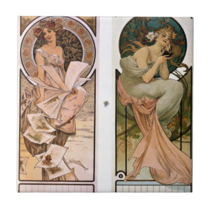 Calendar Champagne - Alphonse Mucha Tile
