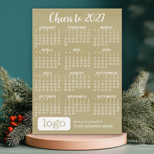 Calendar Cheers - Gold Dots with Business Logo Holiday Card
