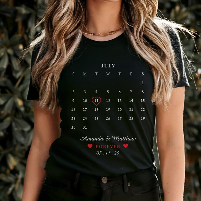 Calendar Couple Anniversary Valentine's Day Black T-Shirt (Creator Uploaded)