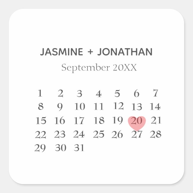 Calendar customise your speacial day       square sticker (Front)