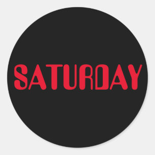 Calendar Day by Janz Saturday Black Classic Round Sticker