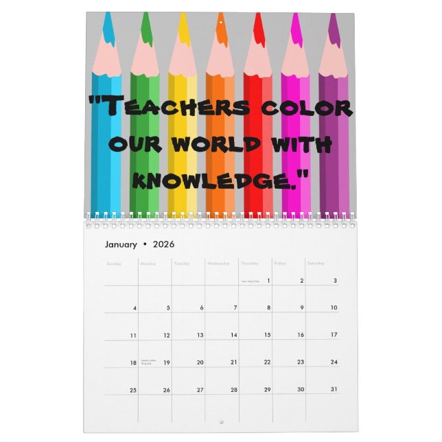Calendar for Teachers (Jan 2026)