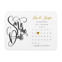 Calendar Gold Love Heart Save the Date