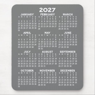 Calendar - grey background - Vertical Mouse Pad