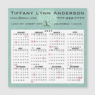 Calendar Heart Leaf Tree Floral Mint Green
