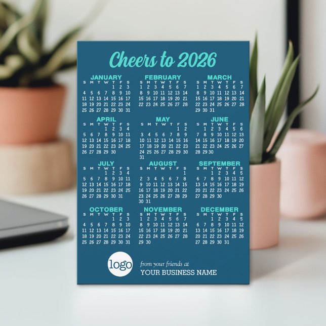Calendar Logo - Blue Business Holiday Card (2026 Calendar on a Holiday Card)