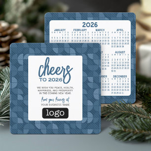 Calendar, Logo - Cheers Blue Business Greeting Holiday Card
