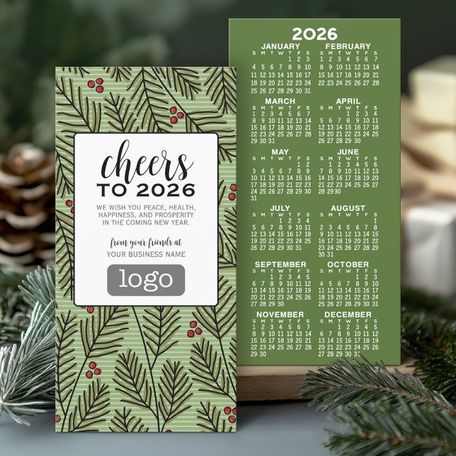 Calendar Logo - Cheers to the New Year Business Holiday Card (2026 Calendar with Business Greeting)